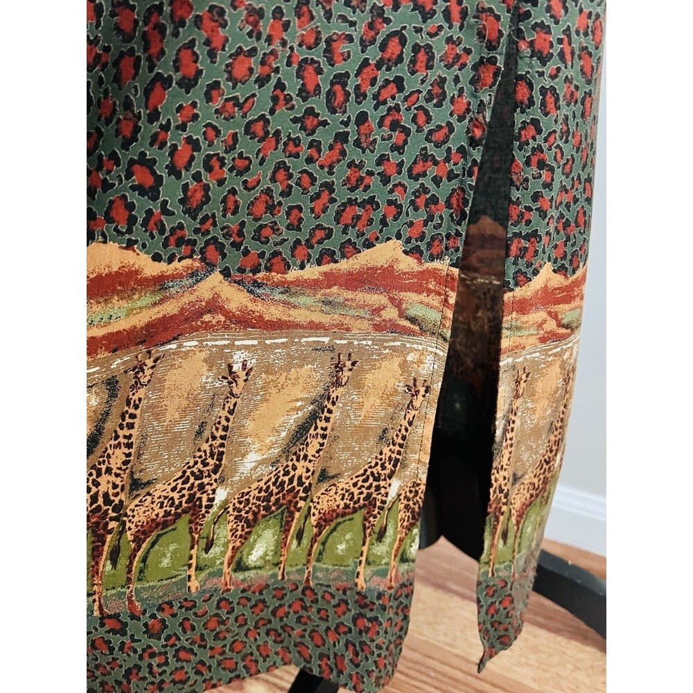Vintage Robbie Bee Brown Giraffe Maxi Dress 2 Pc Set Safari Animal Print Size 10 - Picture 8 of 12